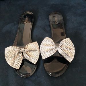 Rhinestone Bow Sandals